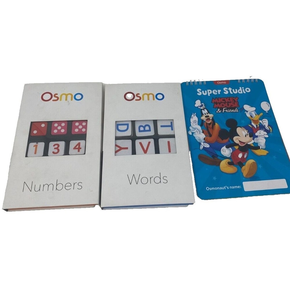 Osmo Numbers Words & Mickey Mouse Super Studio Book Lot of 3 Games Tiles